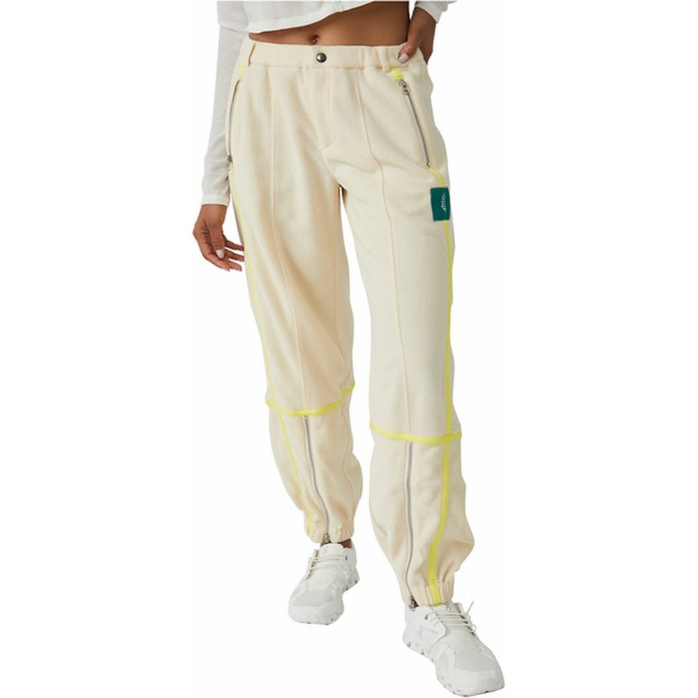 FP Movement by Free People Cream Joggers with Neon Yellow Accents